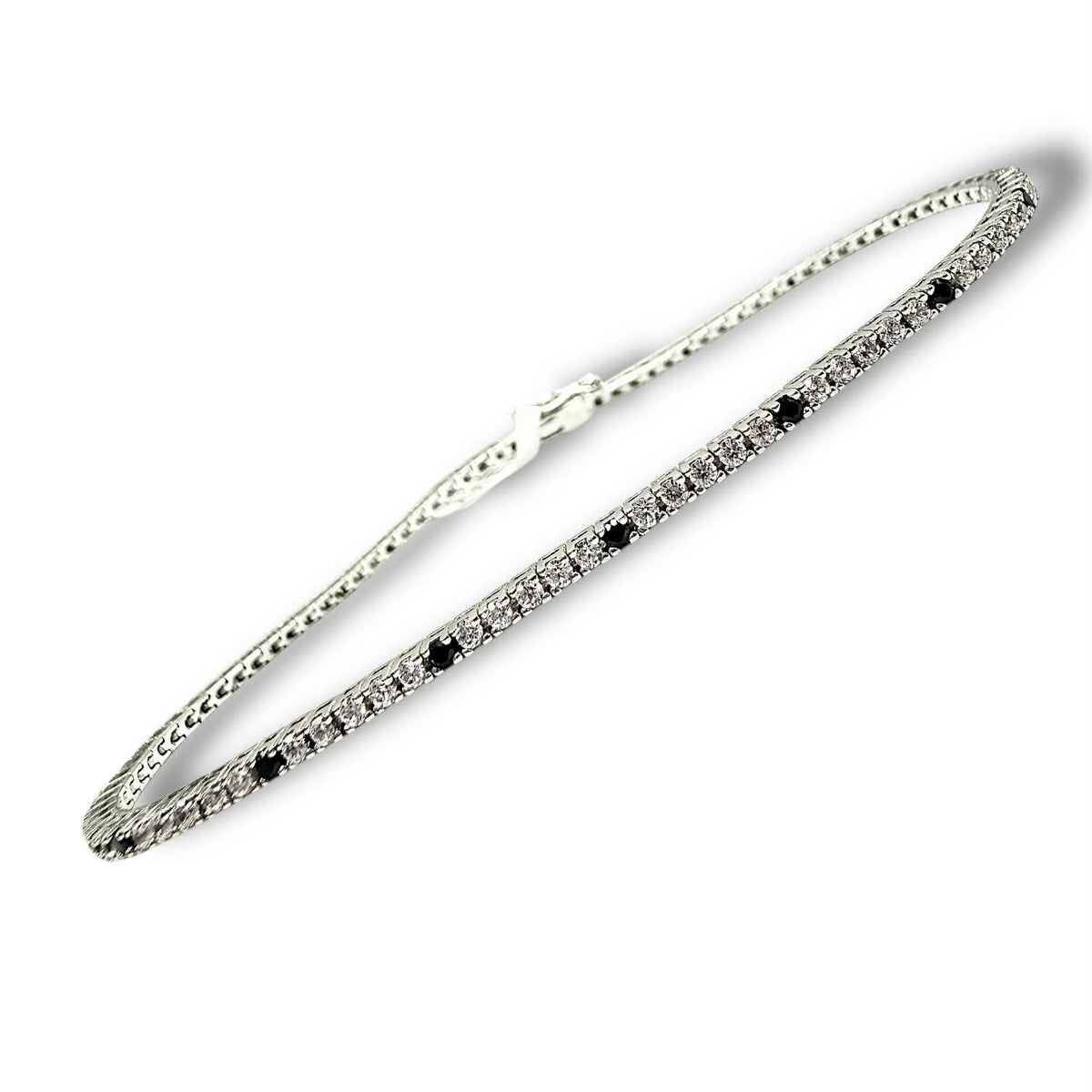 Bracciale Tennis in Oro 18KT 18KT e Zirconi Bianchi e Neri