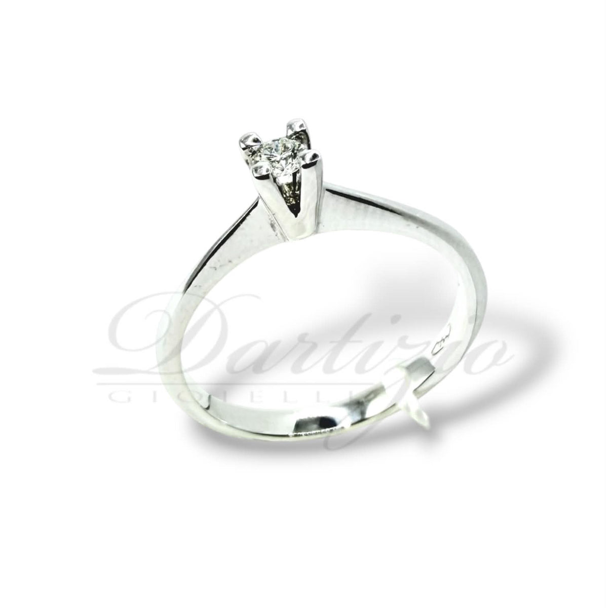 Anello Donna Solitario in Oro 18KT 18KT con Diamante Ct. 0.12
