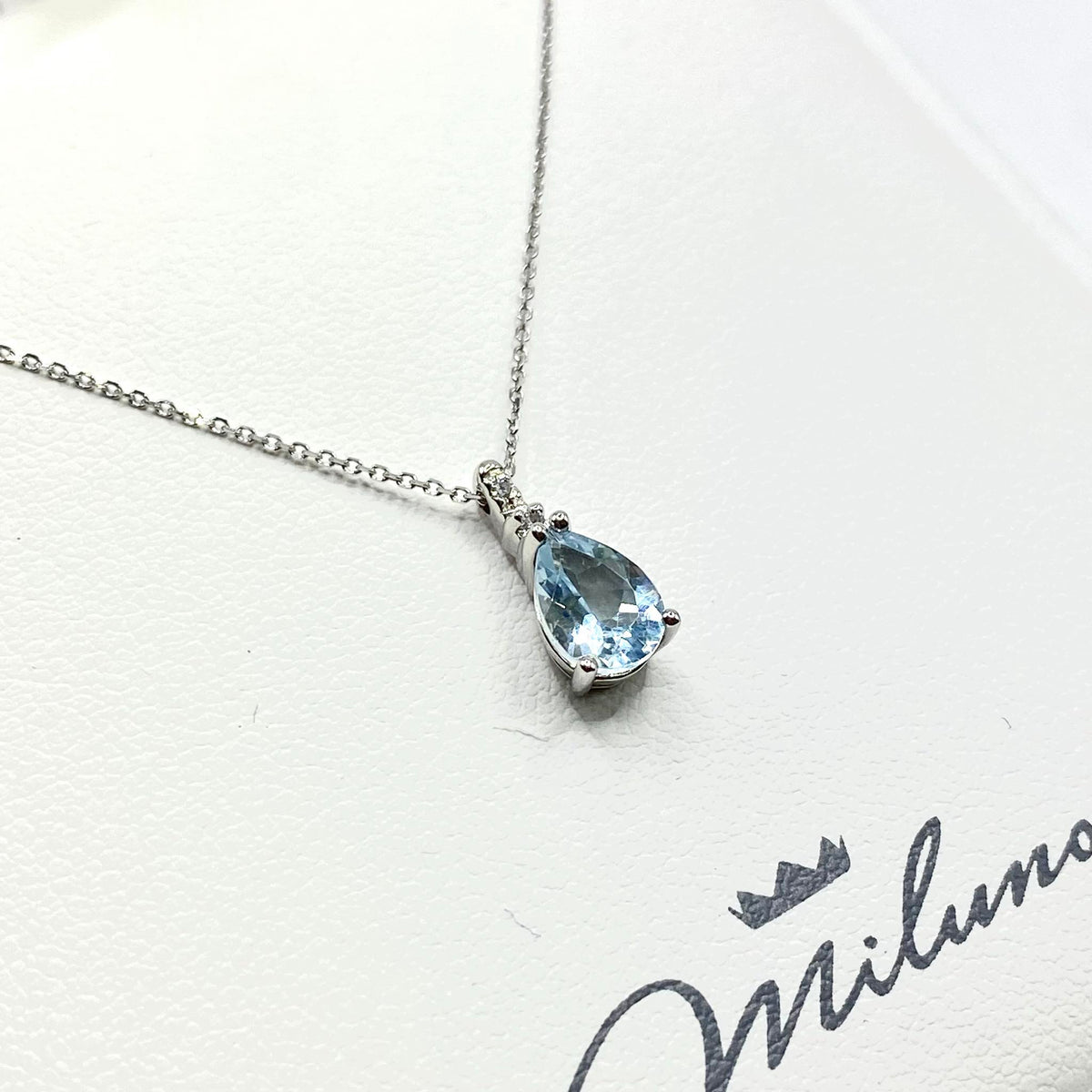 Collana Miluna in Oro 18KT 18KT con Diamanti e Acquamarina Ct. 0,58