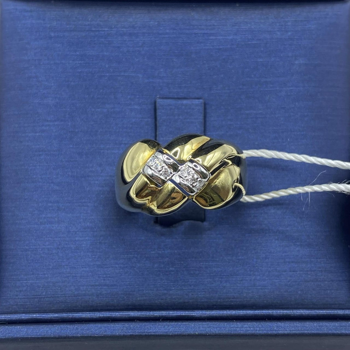 Anello a Fascia in Oro 18KT Bicolore con Diamanti
