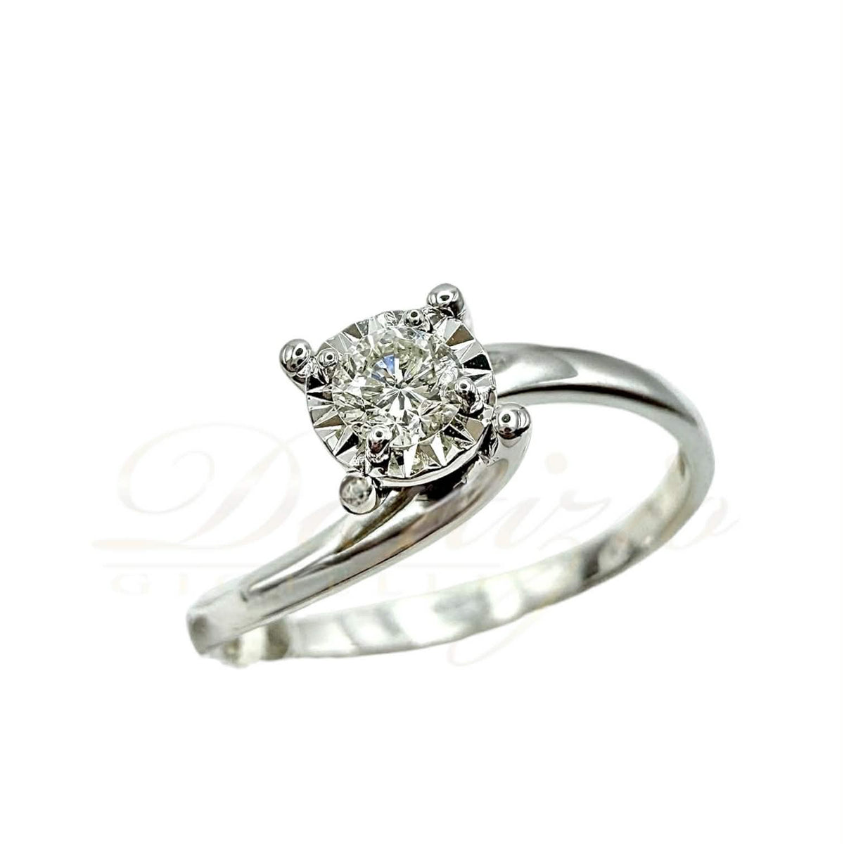 Anello  Solitario Donna Oro 18KT con Diamante Ct 0.10