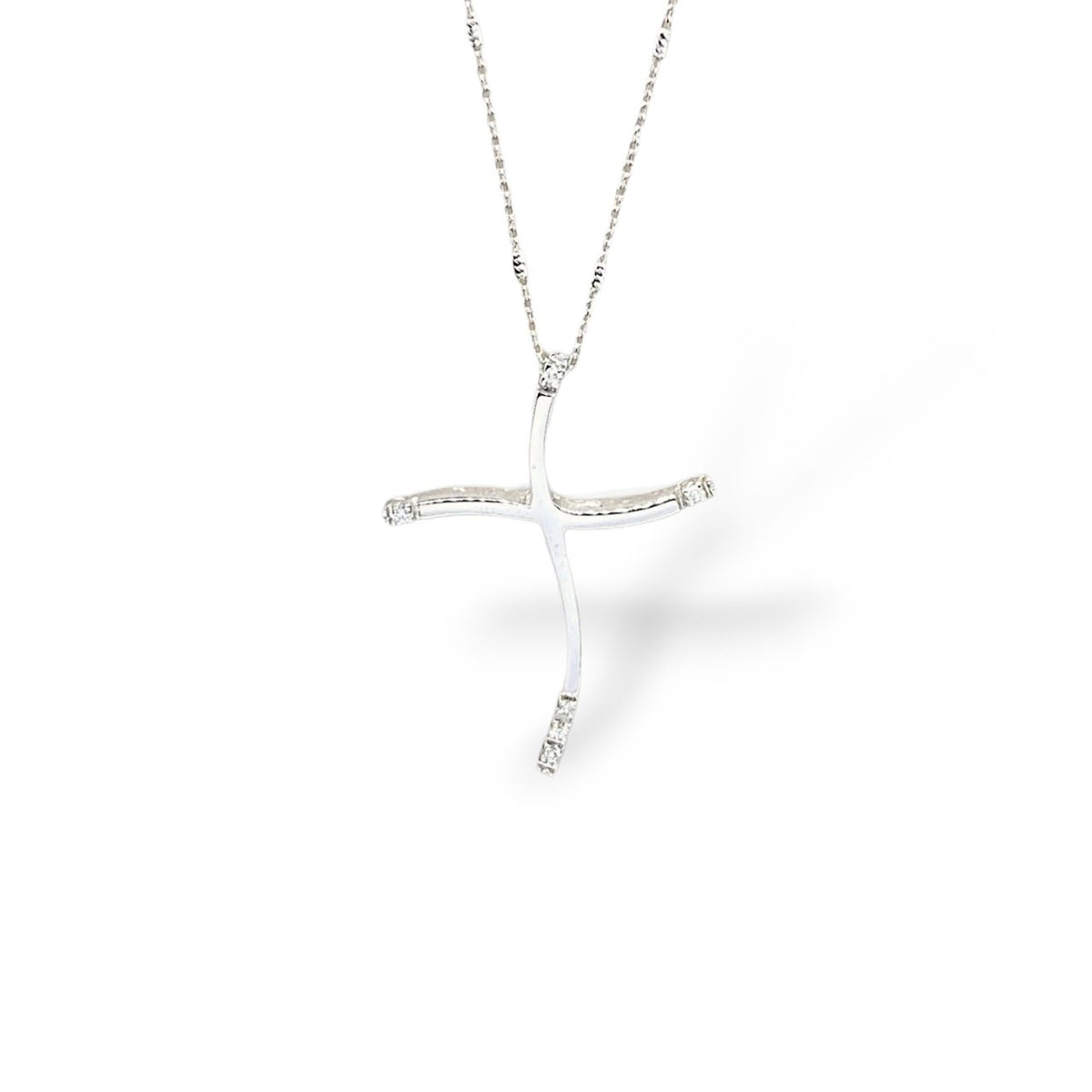 Collana Con Croce in Oro 18KT 18KT e Diamanti Bianchi