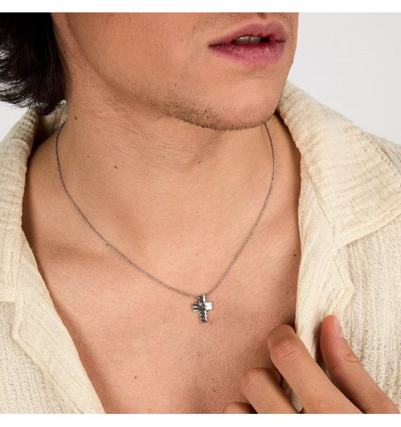 Collana Uomo Morellato con Croce in Argento e Diamante