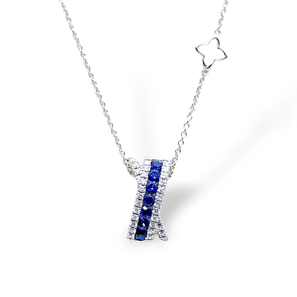 Collana Recarlo Deco’ con Diamanti e Zaffiro Ct 0.34