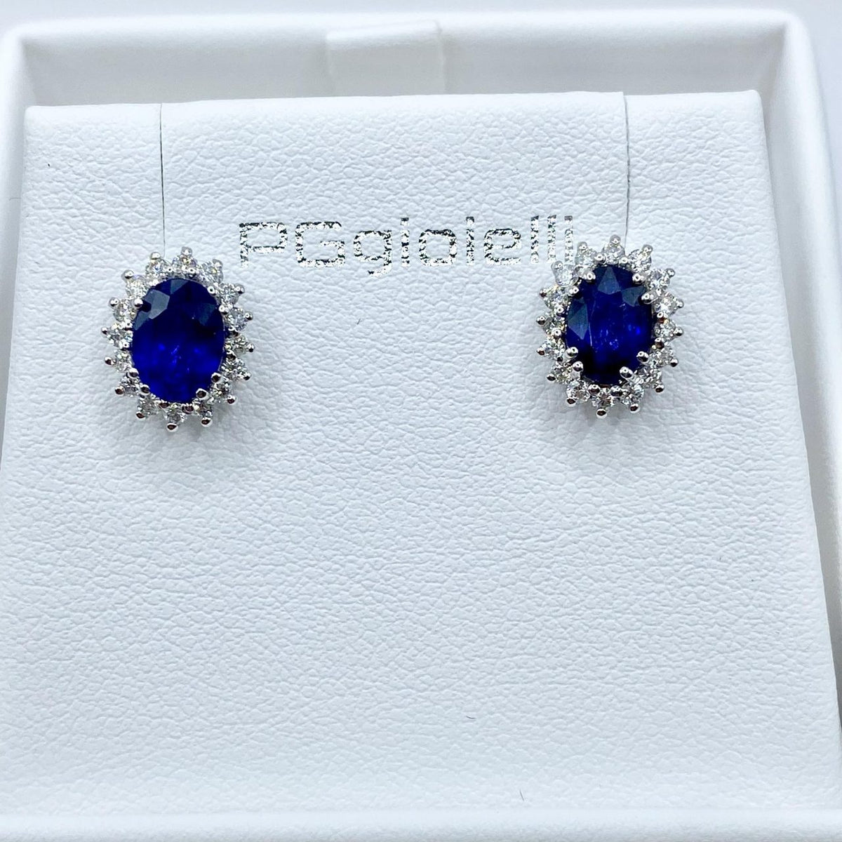 Orecchini Pg Gioielli in Oro 18KT con Zaffiri Ct. 1.68 e Diamanti