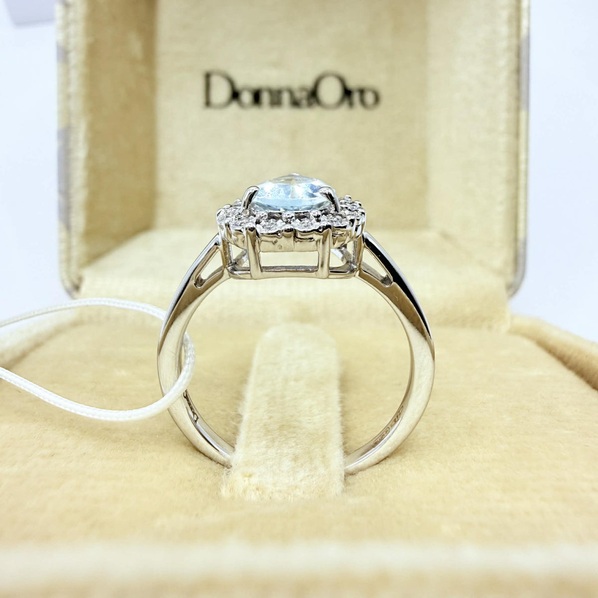 Anello a Goccia Donna Oro 18KT con Acquamarina Ct. 1,10