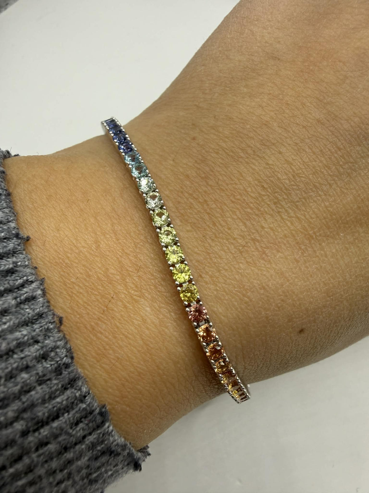 Bracciale Tennis Crivelli Rainbow con Zaffiri Idrotermali Ct 5,86