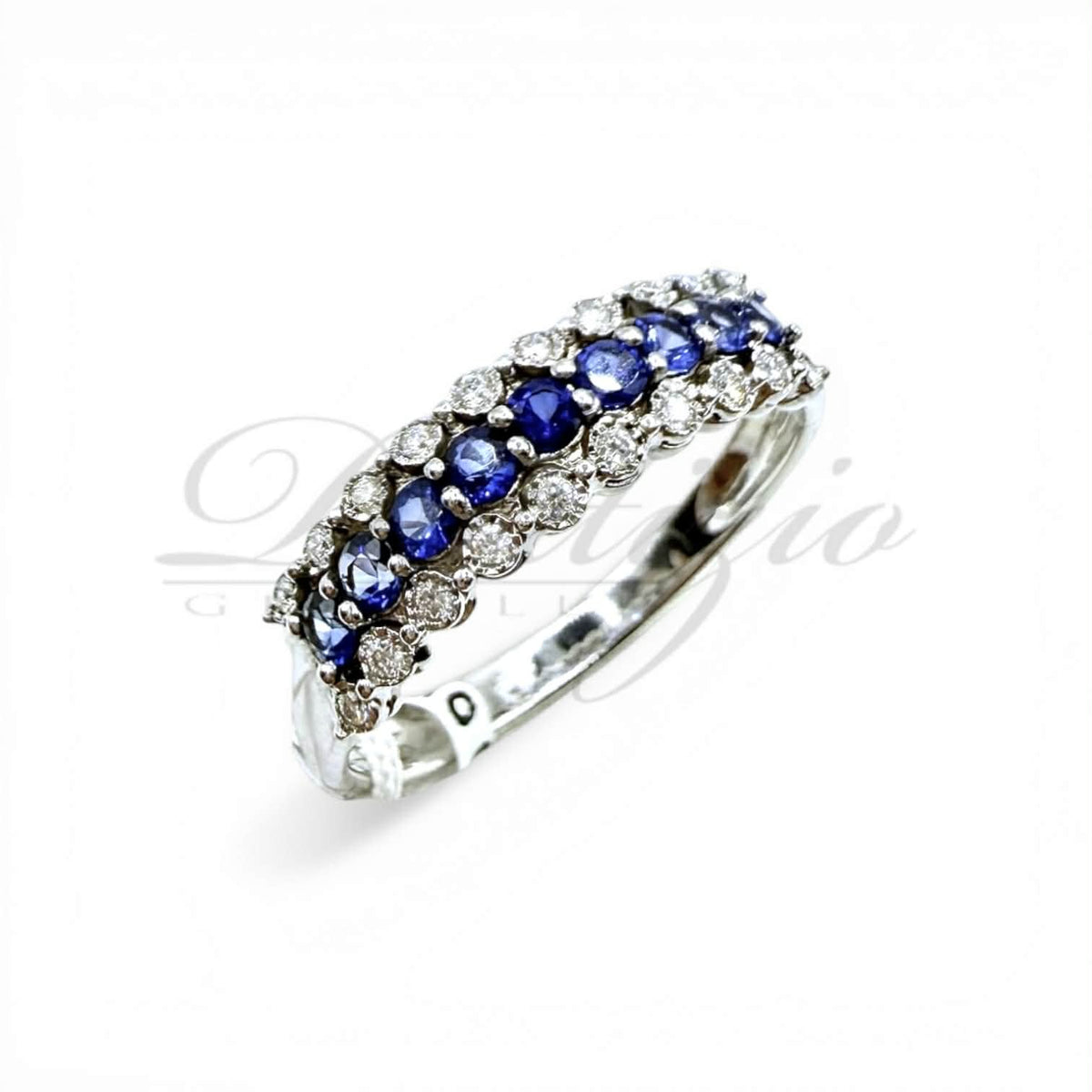 Anello Veretta Donna Oro 18KT con Zaffiri Ct 0.22 e Diamanti