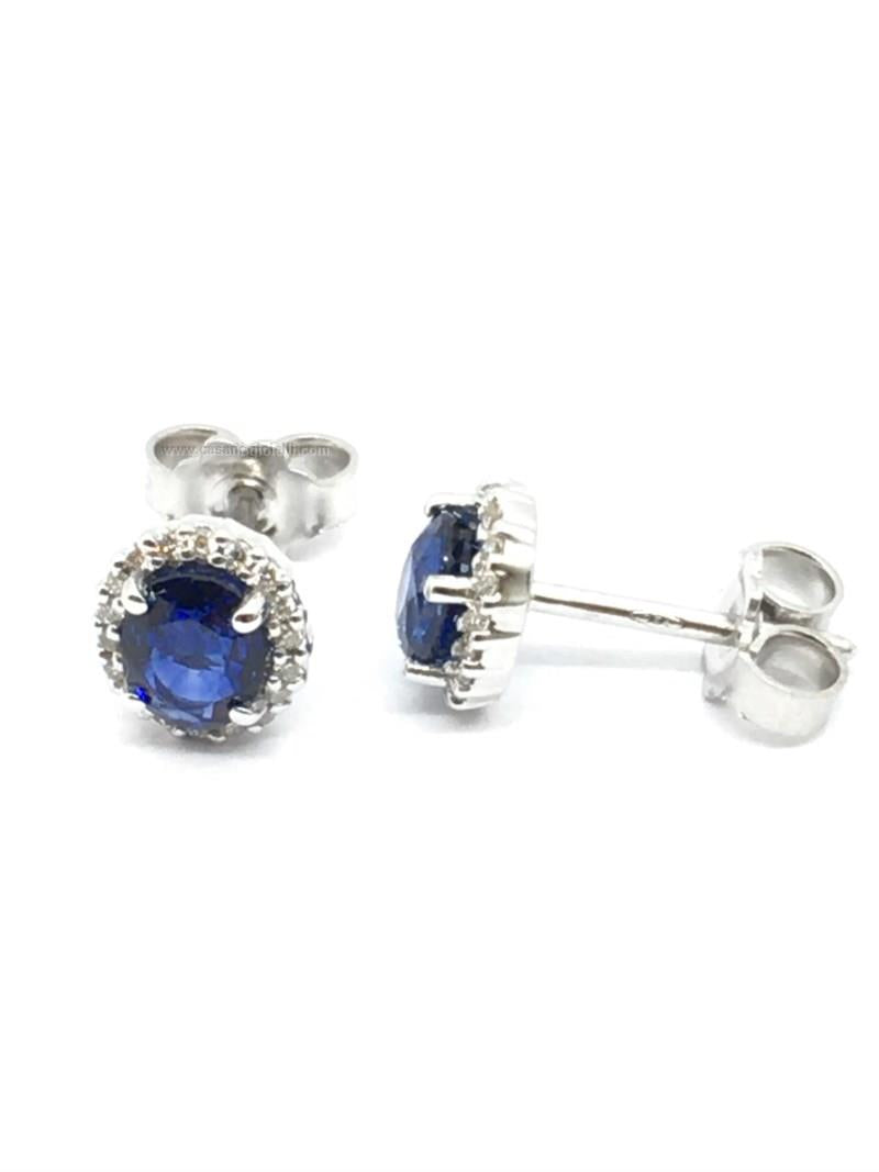 Orecchini Donna Oro 18KT con Zaffiri Ct. 0.80 e Diamanti