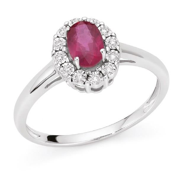 Anello Donna Oro 18KT con Rubino Ct 0.80 e Diamanti