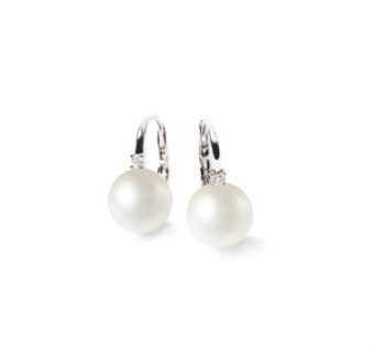 Orecchini Donna Ora con Perle Naturali mm 7-7,5 e Diamanti