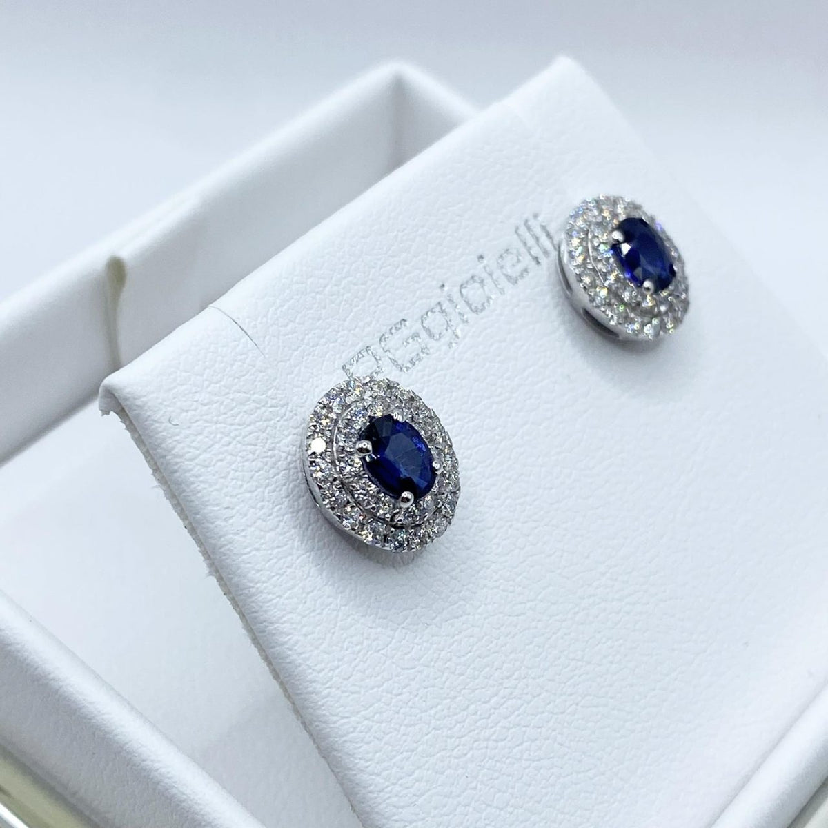 Orecchini Pg Gioielli in Oro 18KT con Zaffiri Ct. 0.76 e Diamanti