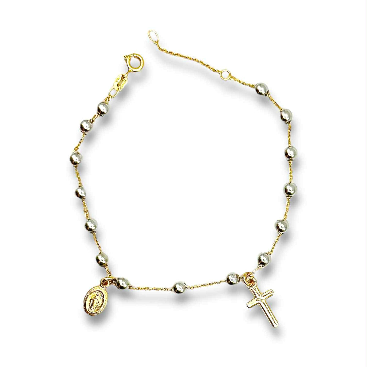 Bracciale Rosario in Oro 18KT Bicolore Giallo e Bianco 18 Kt