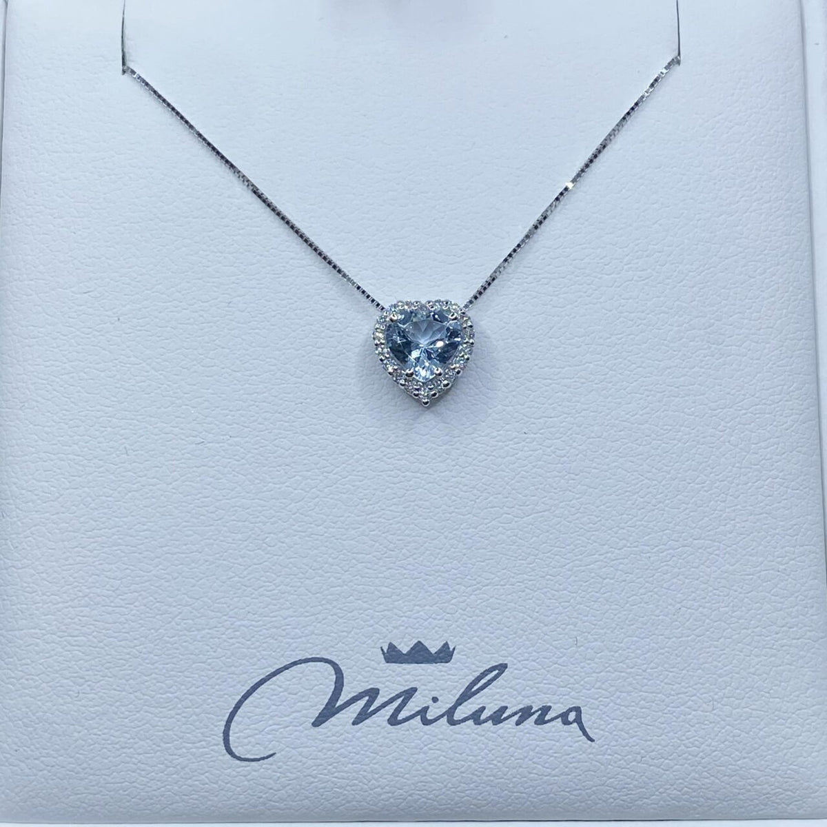 Collana Miluna in Oro 18KT 18KT con Diamanti e Acquamarina Ct. 0,64