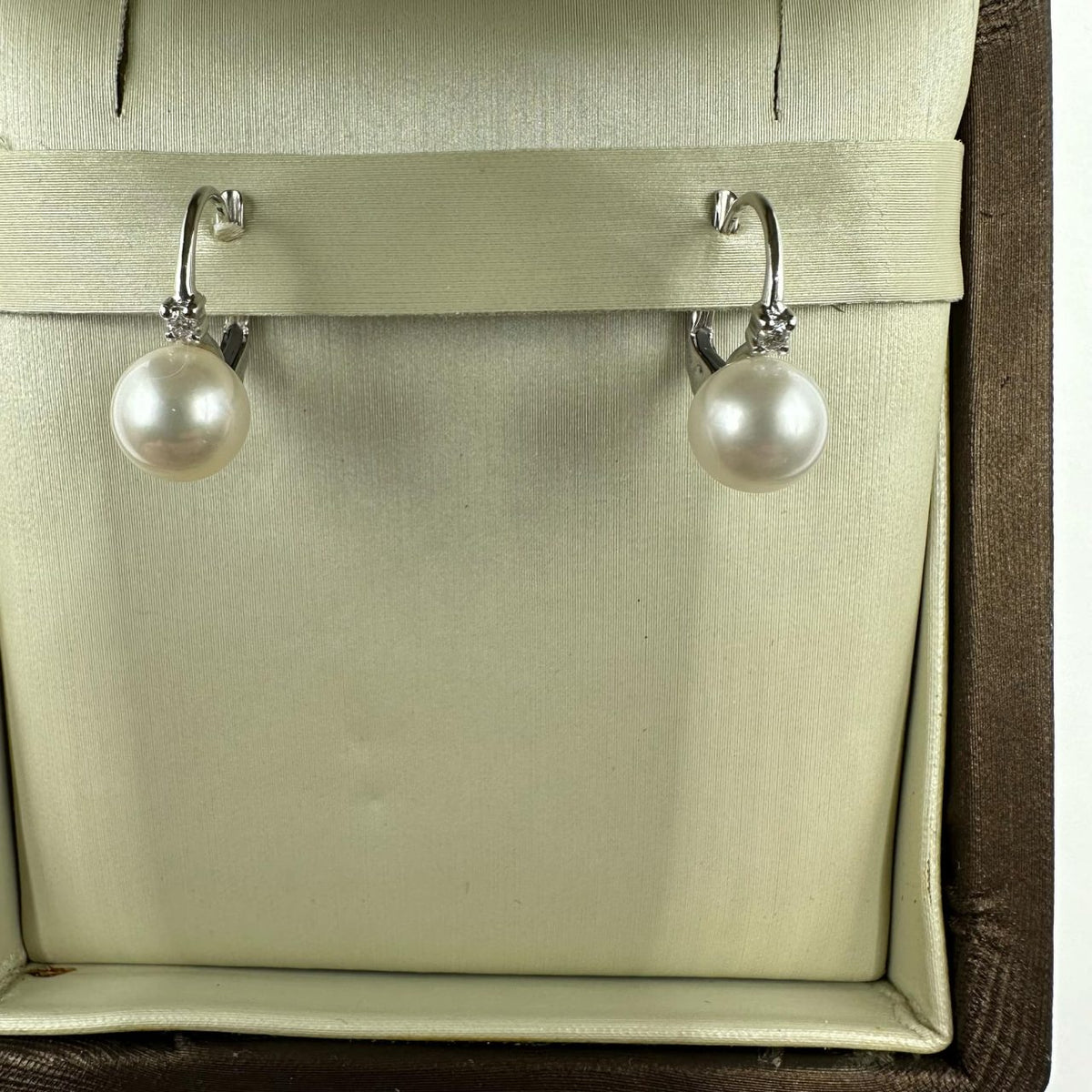 Orecchini Donna Ora con Perle Naturali mm 7,5-8 e Diamanti