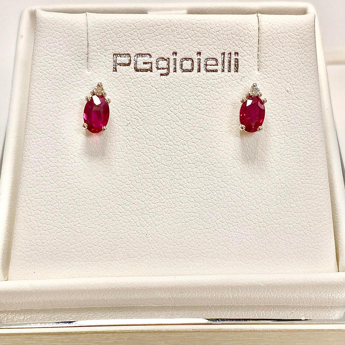 Orecchini Donna Pg Gioielli con Diamanti e Rubini Ct. 0,90