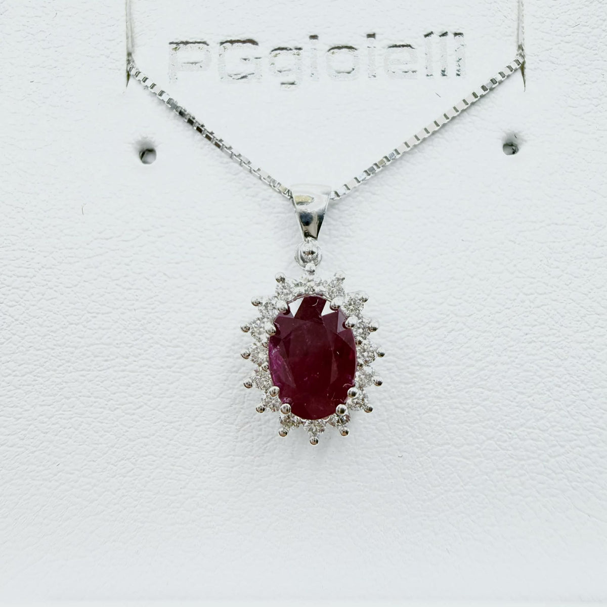 Collana Donna PG Gioielli con Rubino ct. 0,80 e Diamanti