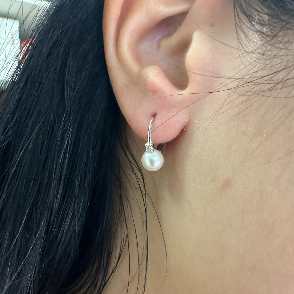 Orecchini Donna Ora con Perle Naturali mm 6-6,5 e Diamanti
