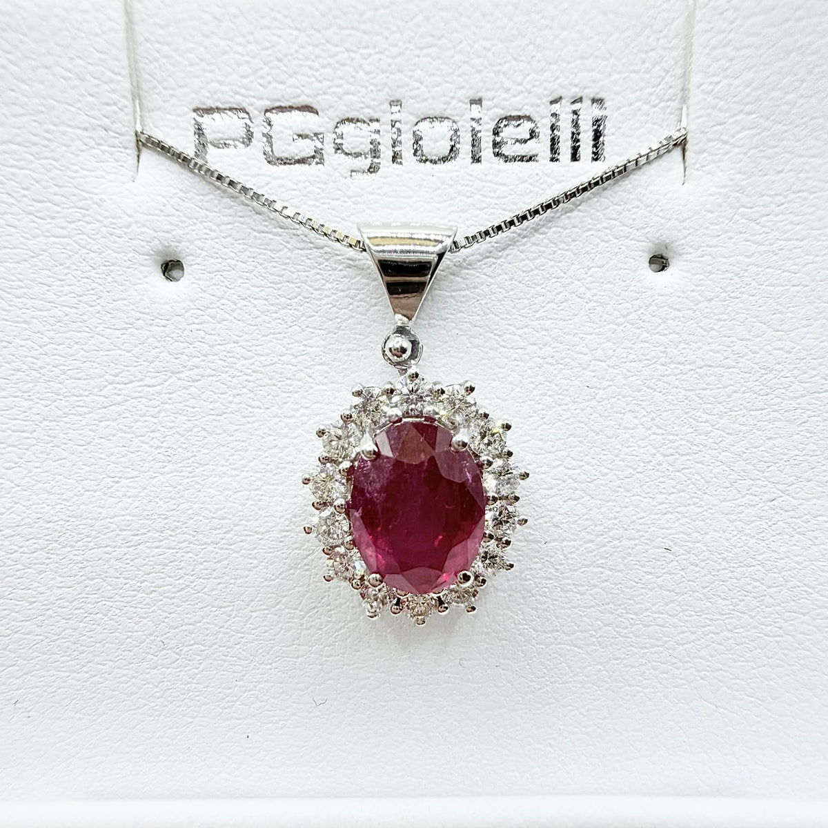 Collana Pg Gioielli con Rubino ct 1.67 e Diamanti
