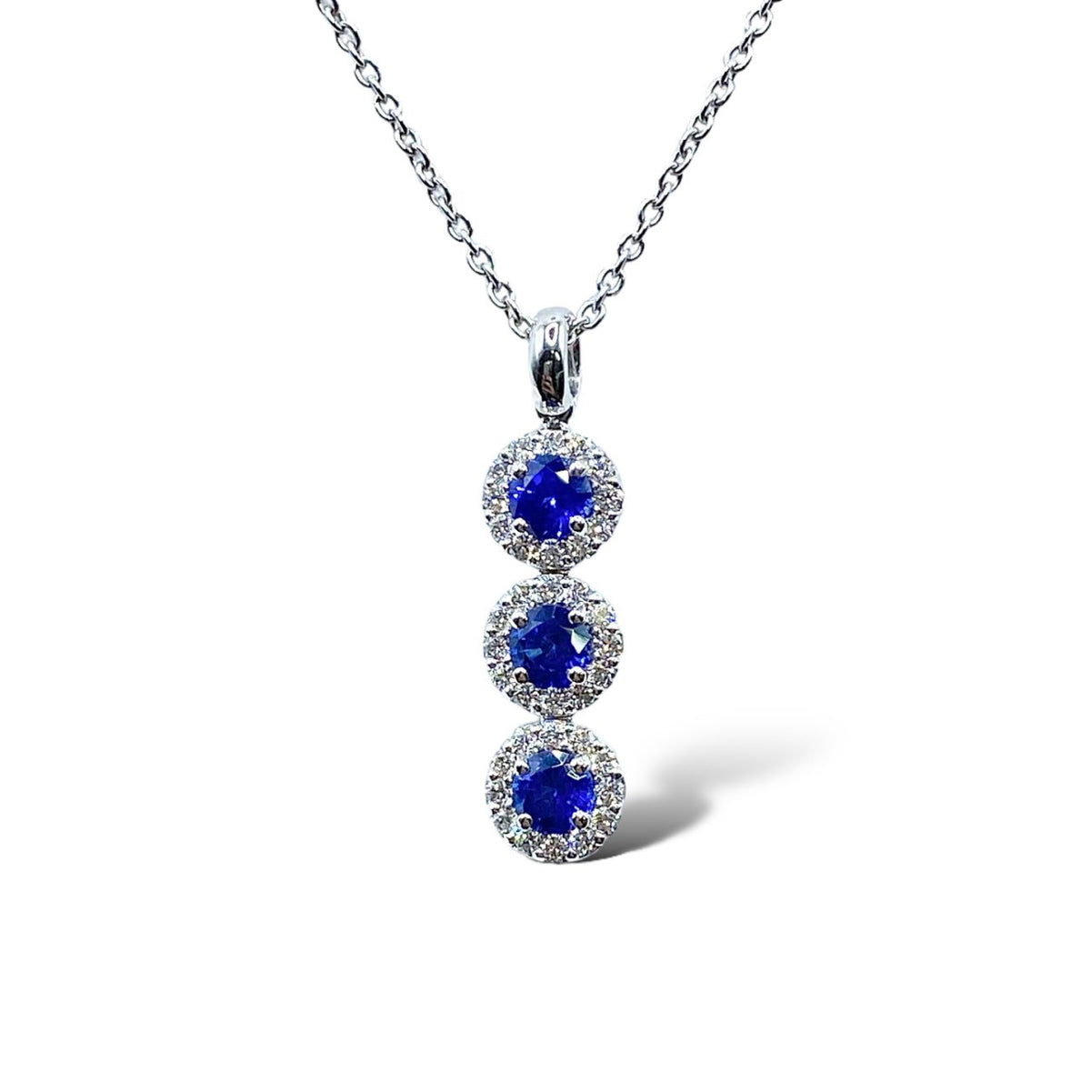 Collana Trilogy Crivelli in Oro 18KT 18KT con Diamanti e Zaffiri Ct. 0,92
