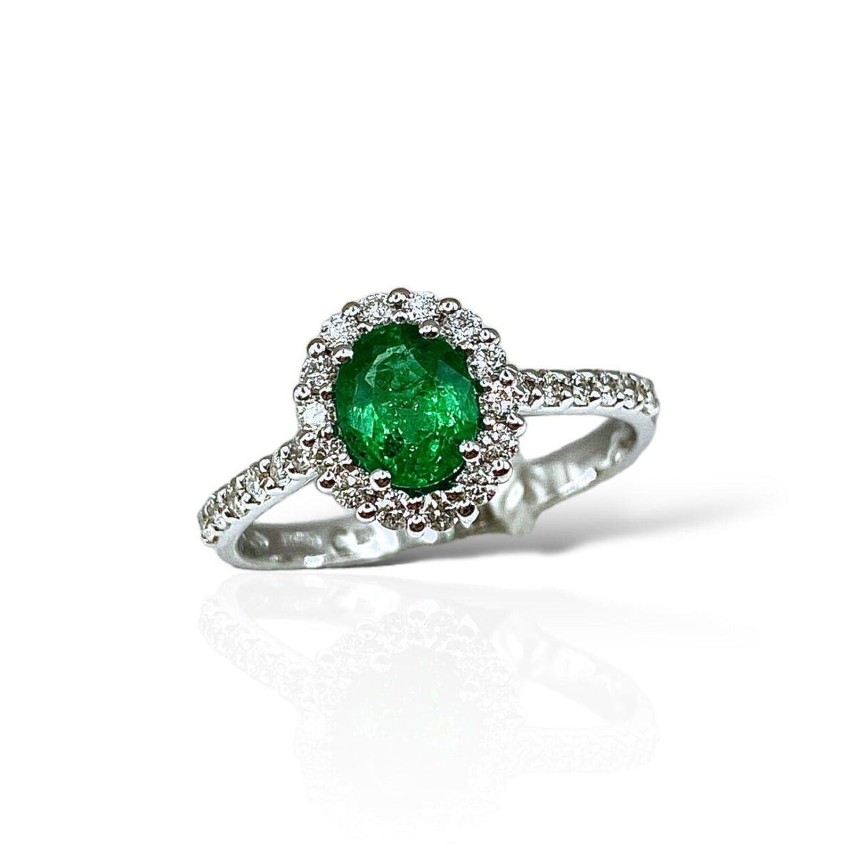 Anello Donna Crivelli con Diamanti e Smeraldo Ct 0,64