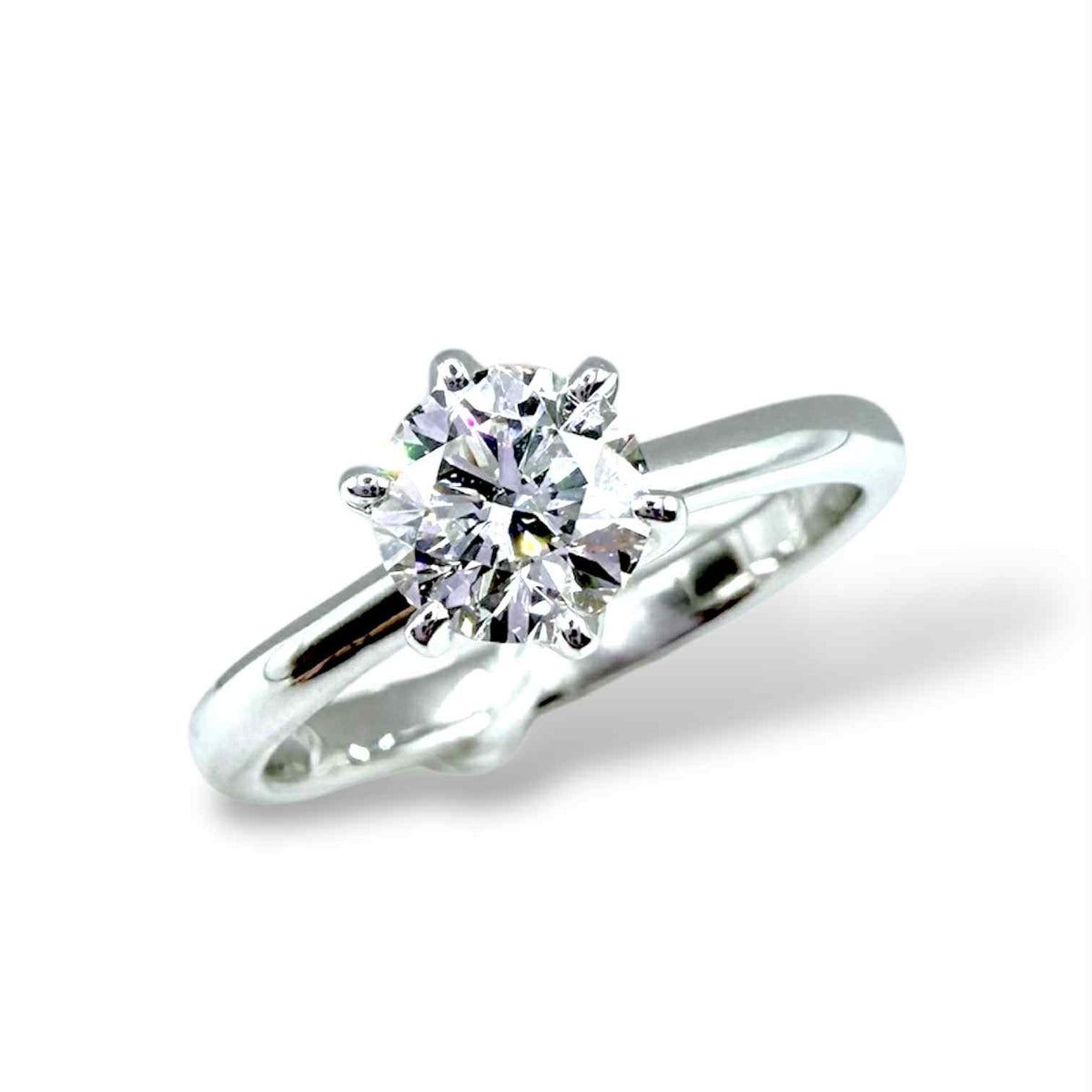 Anello Crivelli Solitario Tiffany 6 Griffe in Oro 18KT e Diamante GIA Ct 0.72