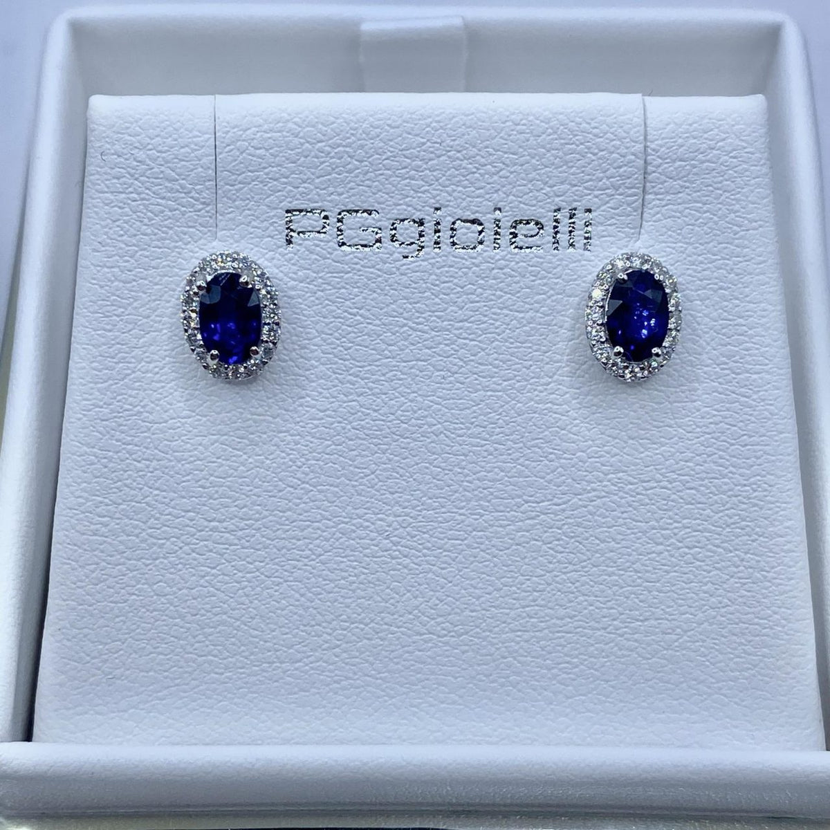 Orecchini Pg Gioielli in Oro 18KT con Zaffiri Ct. 1,10 e Diamanti