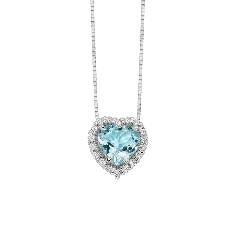 Collana Miluna in Oro 18KT 18KT con Diamanti e Acquamarina Ct. 0,64