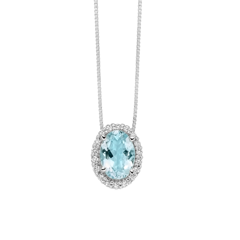 Collana Miluna in Oro 18KT 18KT con Diamanti e Acquamarina Ct. 0,67