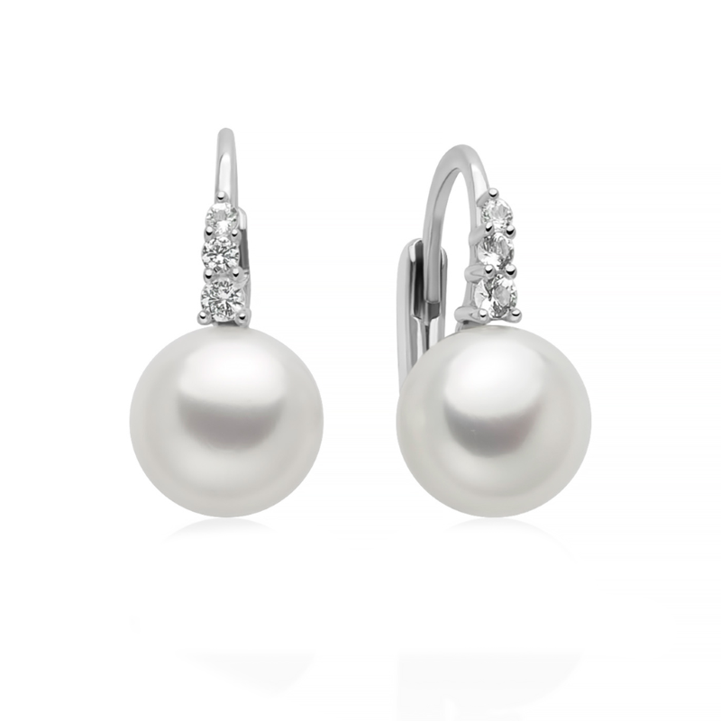 Orecchini a Monachina Miluna Eva in Argento e Perle 8,5-9 mm