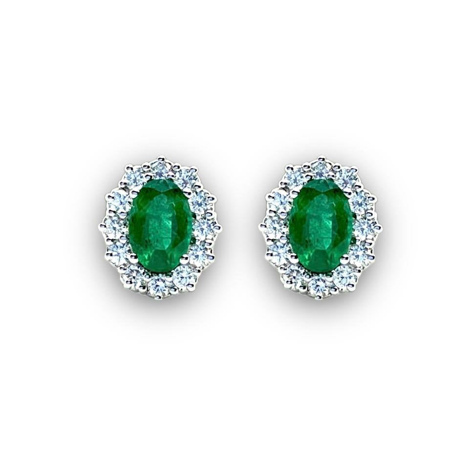 Orecchini Recarlo con Diamanti e Smeraldi Ct. 0,84