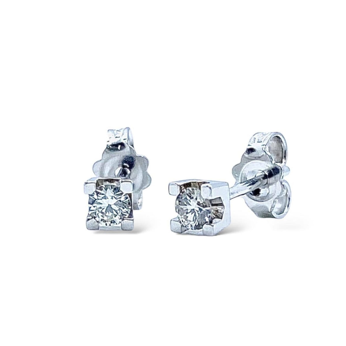 Orecchini Punto Luce Donna Oro 18KT con Diamante Ct 0.18