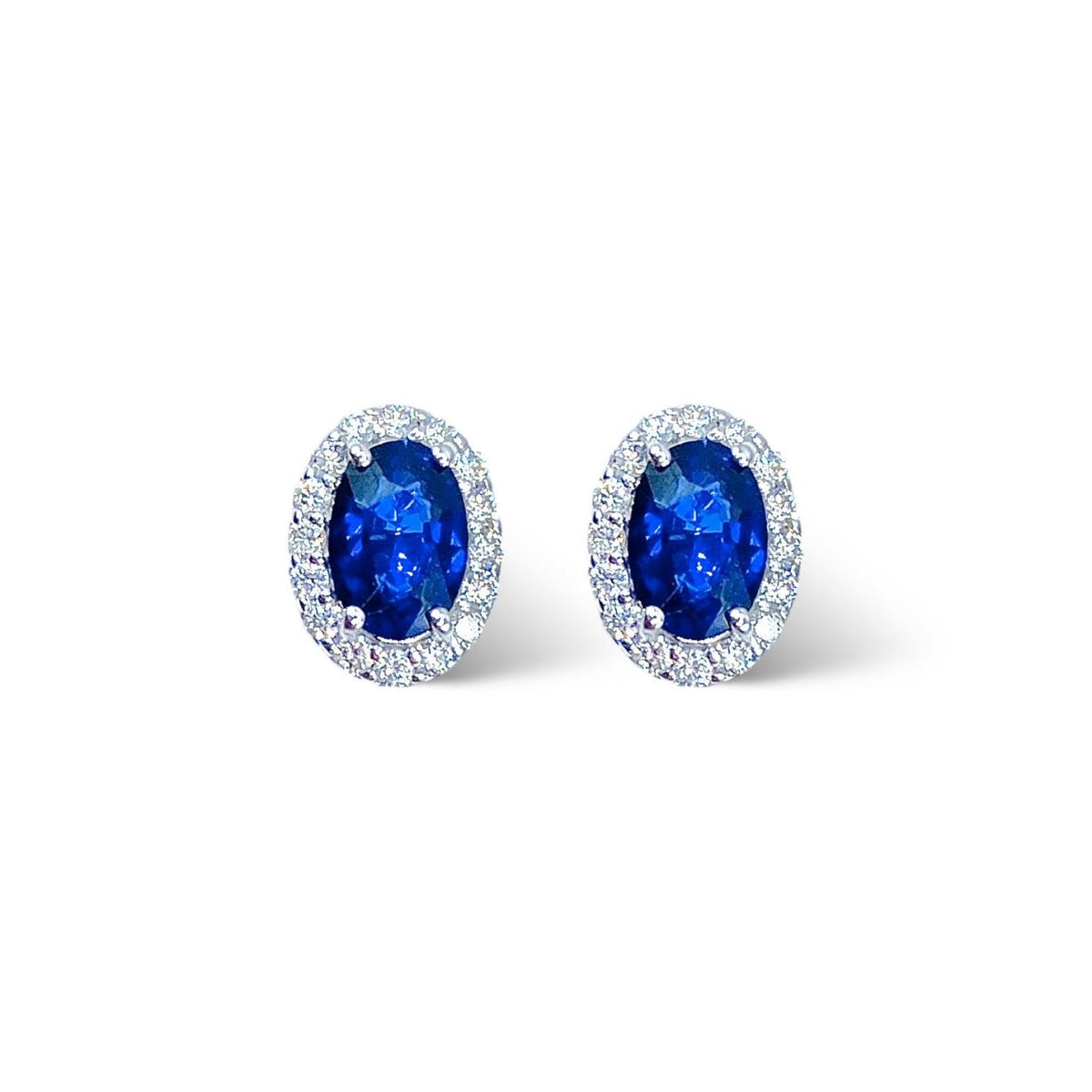 Orecchini Pg Gioielli in Oro 18KT con Zaffiri Ct. 1,10 e Diamanti