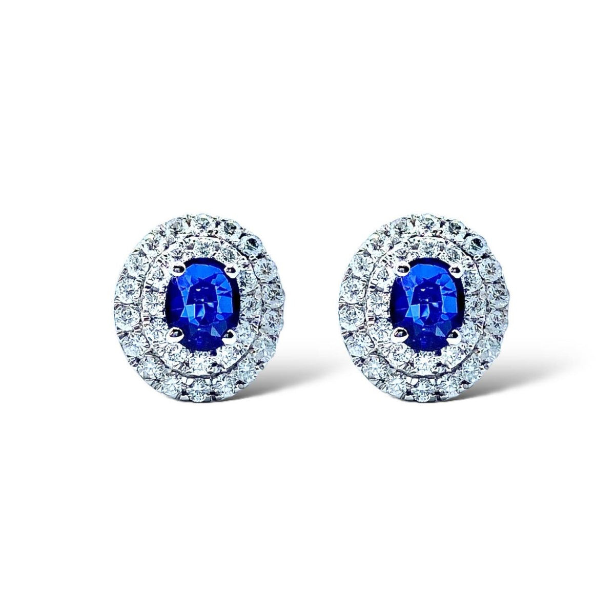 Orecchini Pg Gioielli in Oro 18KT con Zaffiri Ct. 0.76 e Diamanti