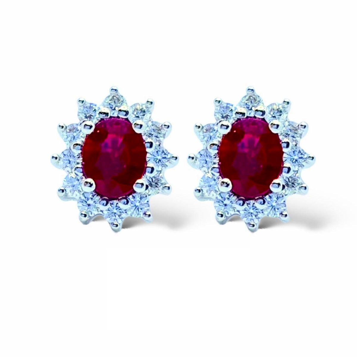 Orecchini Donna Recarlo con Diamanti e Rubini Birmani Ct. 0.77