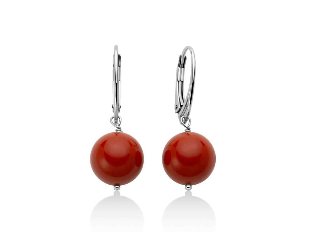 Orecchini Donna Miluna in Argento con Corallo Rosso