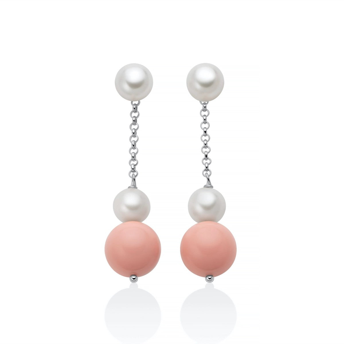Orecchini Miluna Terra e Mare in Argento e Corallo Rosa