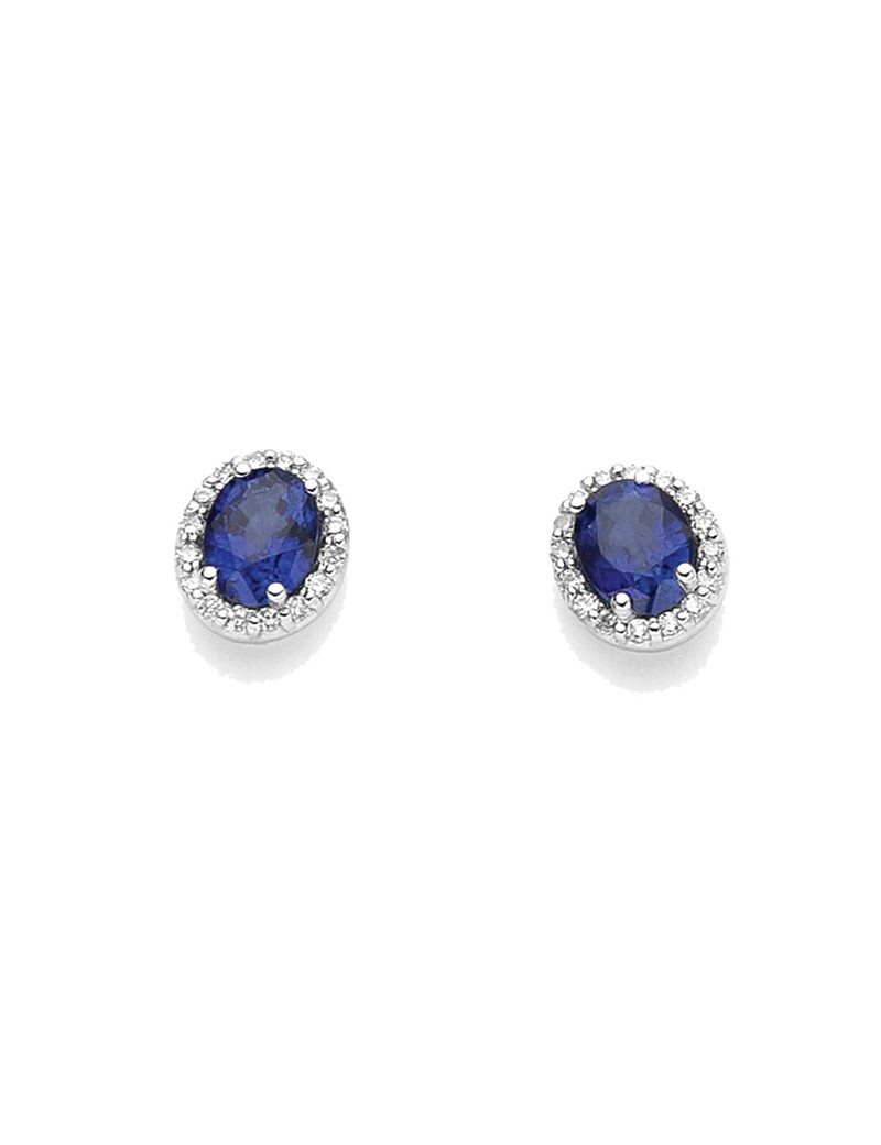 Orecchini Donna Oro 18KT con Zaffiri Ct. 0.80 e Diamanti