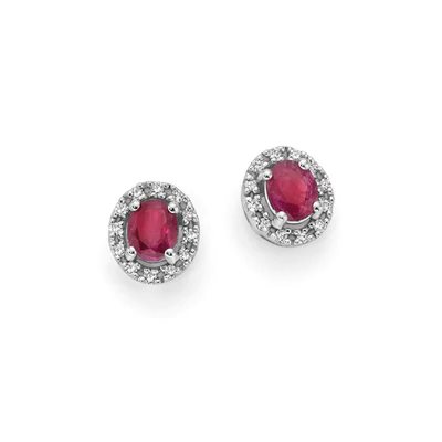 Orecchini Donna Oro 18KT con Rubini Ct. 0.40 e Diamanti