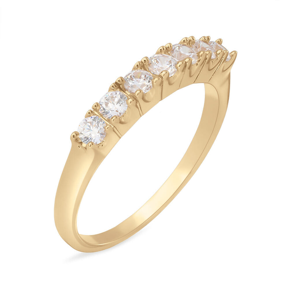 Anello Veretta/Veretta a 7 Pietre in Argento Placato Oro 18KT Stroili