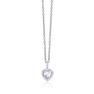 collana da donna del brand mabina realizzata in argento con pendente a cuore con zirconi