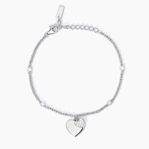 bracciale mabina con cuore pendente in argento e zirconi 533637