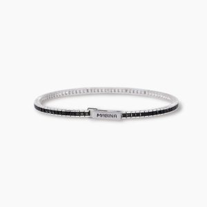 bracciale tennis mabina uomo in argento e zirconi neri 533976