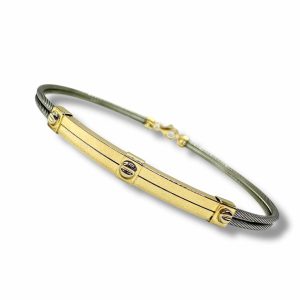 bracciale semirigido in acciaio e oro giallo